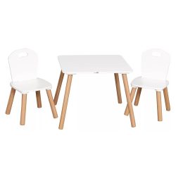 FreeON Athena fa asztal, 2 db székkel - fehér