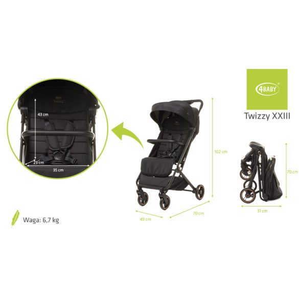 4 Baby Twizzy sport babakocsi - fekete