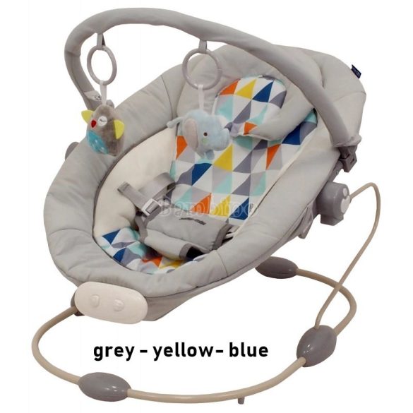 Baby Mix rezgő, zenélő pihenőszék - grey-yellow-blue 