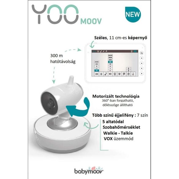Babymoov YOO-Moov 360 ° kamerás bébiőrző  Örökélet Garanciával