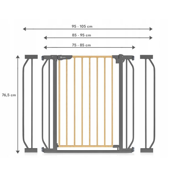 Lionelo Truus Slim biztonsági ajtórács - grey graphite (75-105 cm) 2 db toldóval! 