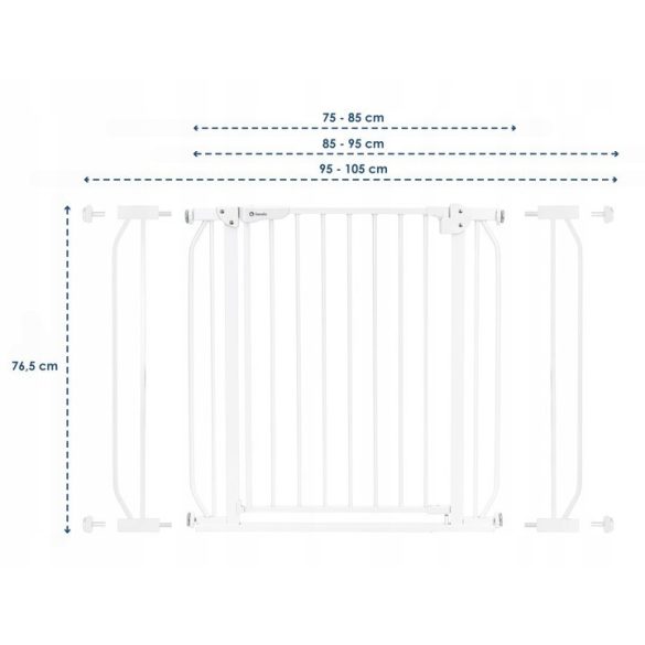 Lionelo Truus Slim Led ajtórács bővítőkkel - szürke (75-105 cm) 2 db toldóval!