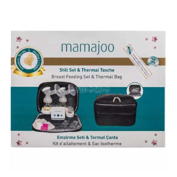 Mamajoo elektromos dupla mellszívó táskával + Mamajoo BPA mentes cumisüveg