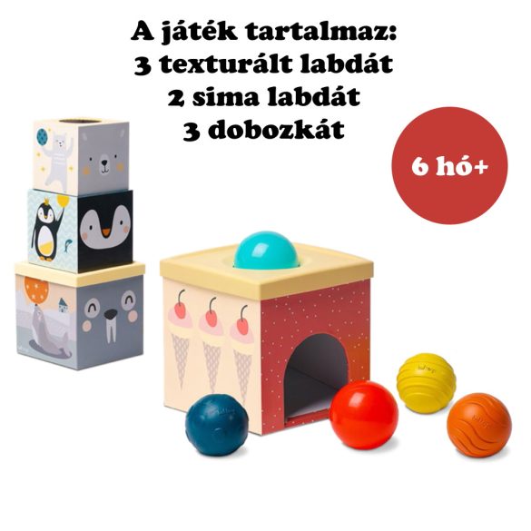Taf Toys Északi Sark kockapiramis -  érzékfejlesztő labdákkal