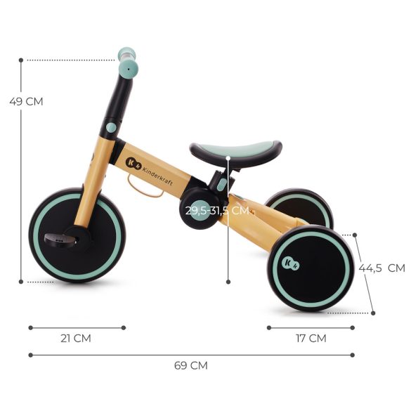 Kinderkraft 4Trike tricikli és futóbicikli 2in1 - sunflower blue