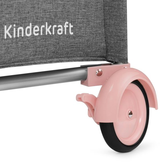 Kinderkraft Joy kétszintes utazóágy kiegészítőkkel - szürke-pink