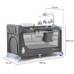   Kinderkraft Joy kétszintes utazóágy kiegészítőkkel - szürke-kék