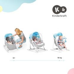   Kinderkraft Unimo Up 5in1 bölcső, babaágy, hinta, pihenőszék, szék - világoskék 