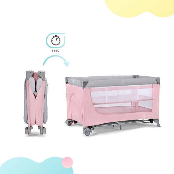 Kinderkraft Leody utazóágy - állítható magasságú - rózsaszín