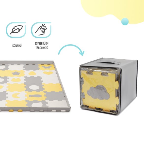 Kinderkraft Luno Shape szivacspuzzle szőnyeg 30 db - sárga-szürke