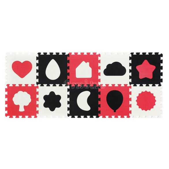 BabyOno habtapi puzzle játszószőnyeg - piros-fehér formák