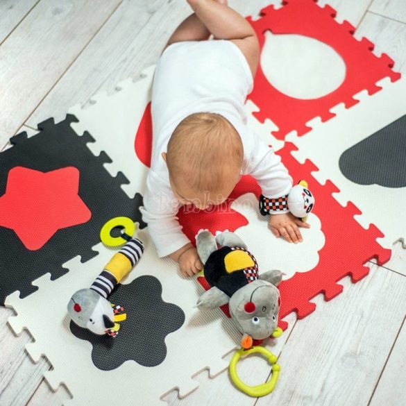 BabyOno habtapi puzzle játszószőnyeg - piros-fehér formák