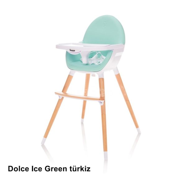 Zopa Dolce etetőszék fa lábbal - Ice Green türkizzöld