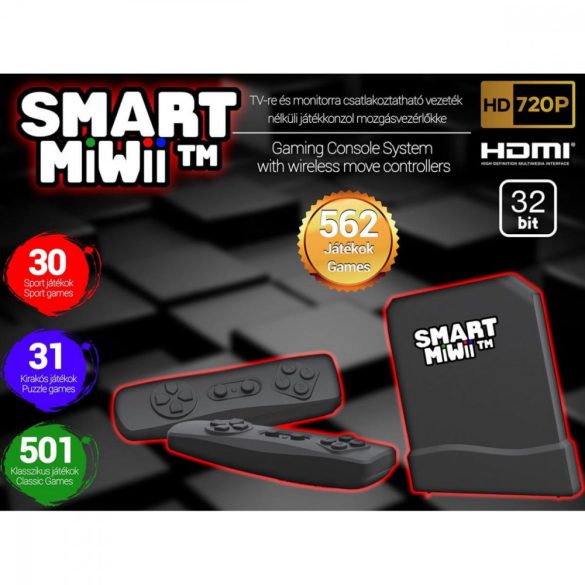 SMART MiWii nagyfelbontású vezeték nélküli HD játékkonzol 562 játékkal
