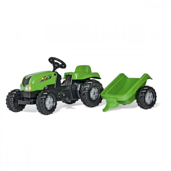 Rolly Kid-X pedálos játék traktor le-felszerelhető utánfutóval - zöld
