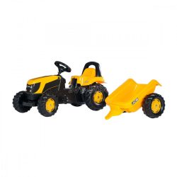    Rolly Kid JCB pedálos gyerek traktor utánfutóval - felhajtható motorháztető - KIFUTÓ!