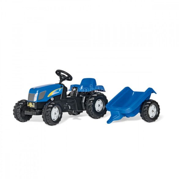 Rolly Kid New Holland T 7040 pedálos játék traktor utánfutóval - motorháztető felhajtható