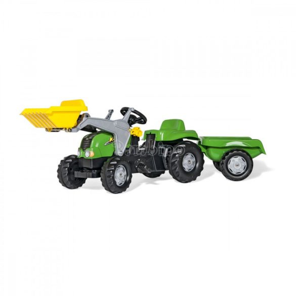 Rolly Kid-X pedálos markolós játék traktor utánfutóval felszerelve - zöld