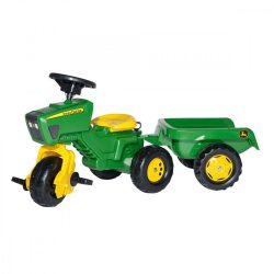 John Deere pedálos gyerek tricikli utánfutóval 