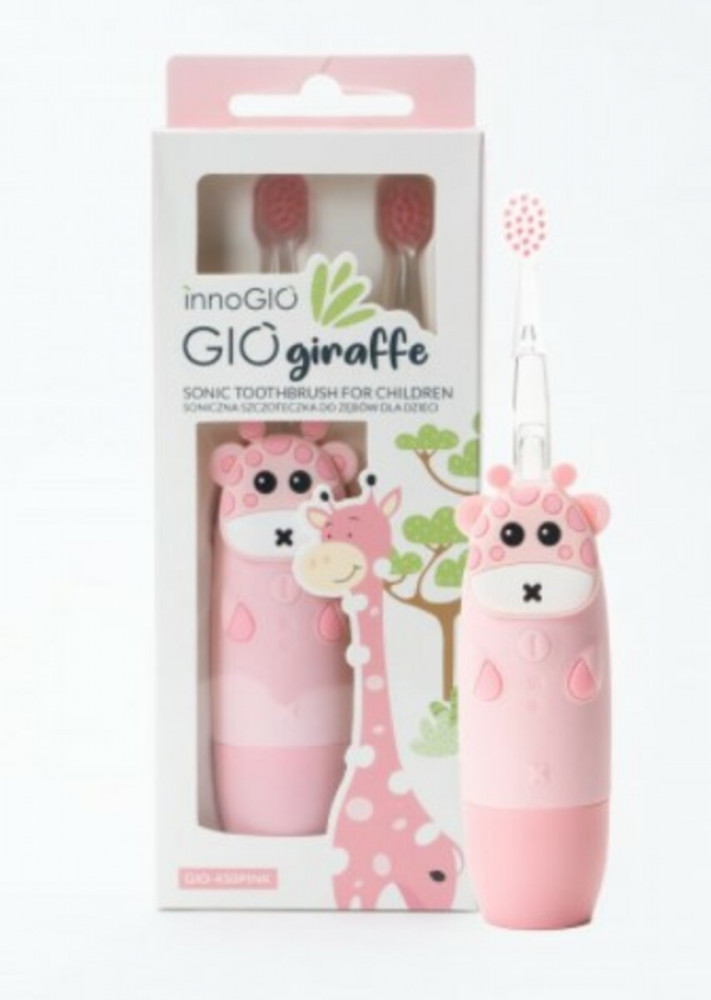 GIOgiraffe SONIC gyermek elektromos fogkefe háttérvilágítással 2-12 évig - rózsaszín